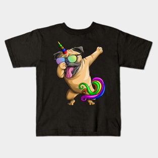 Dabbing Pugicorn Funny Pug Lover Boys Girls Dab Kids T-Shirt